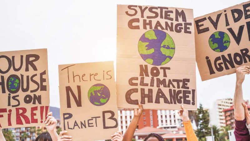 Demonstrators protesting about climate change